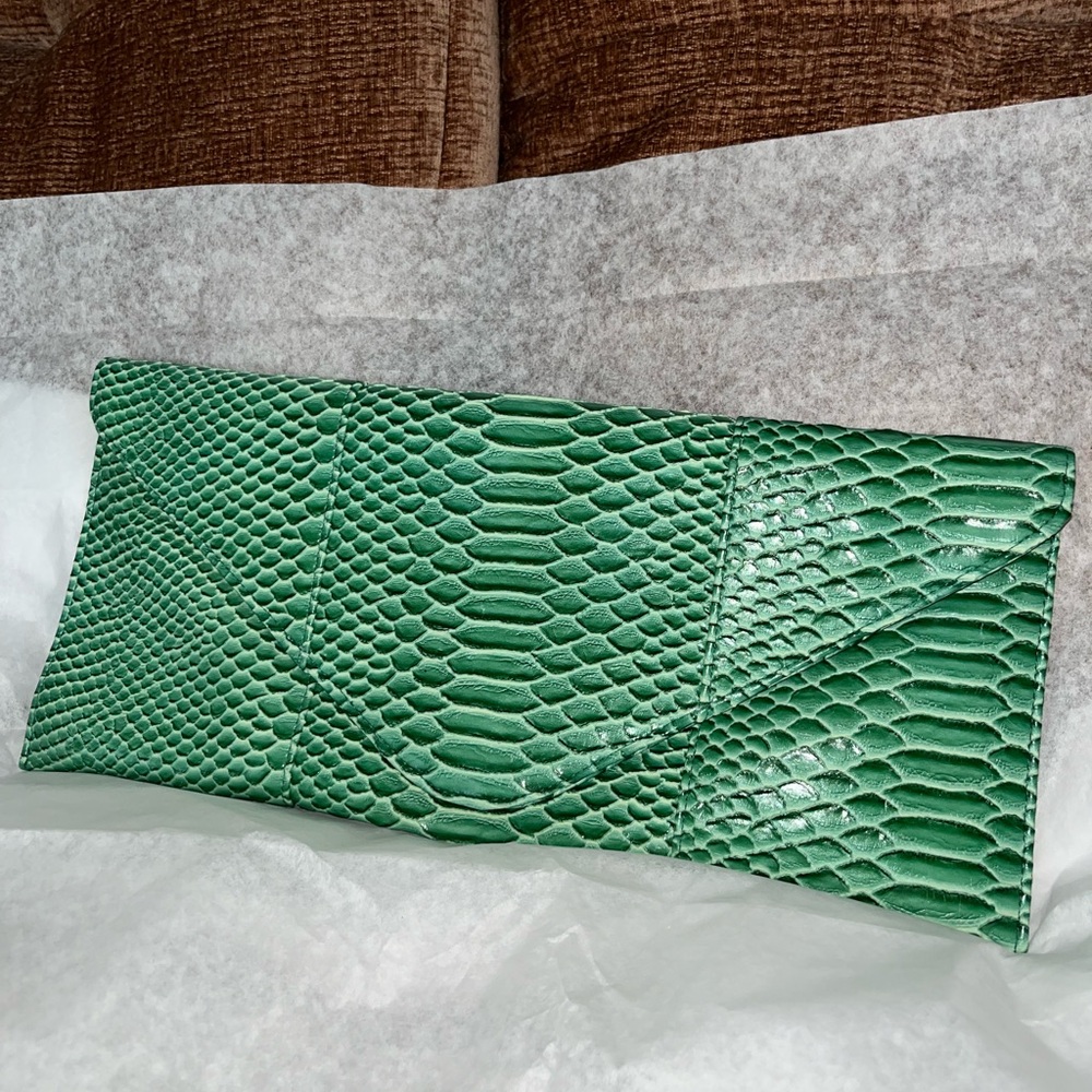 Green Snakeskin Clutch